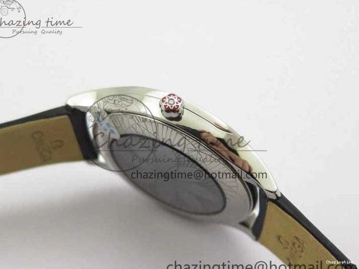 0811 Ladies’ De Ville Trésor Diamond SS 3AF 1:1 Best Edition White MOP Dial RG Markers On Black Fabric strap Swiss Quartz Comfortable 7884